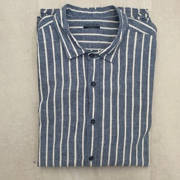 INTIMISSIMI Uomo Blue Striped Linen/Cotton Button Up Shirt XL - Picture 2 of 15